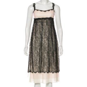 LELA ROSE Sz 10 B&W Sheer Babydoll Dress